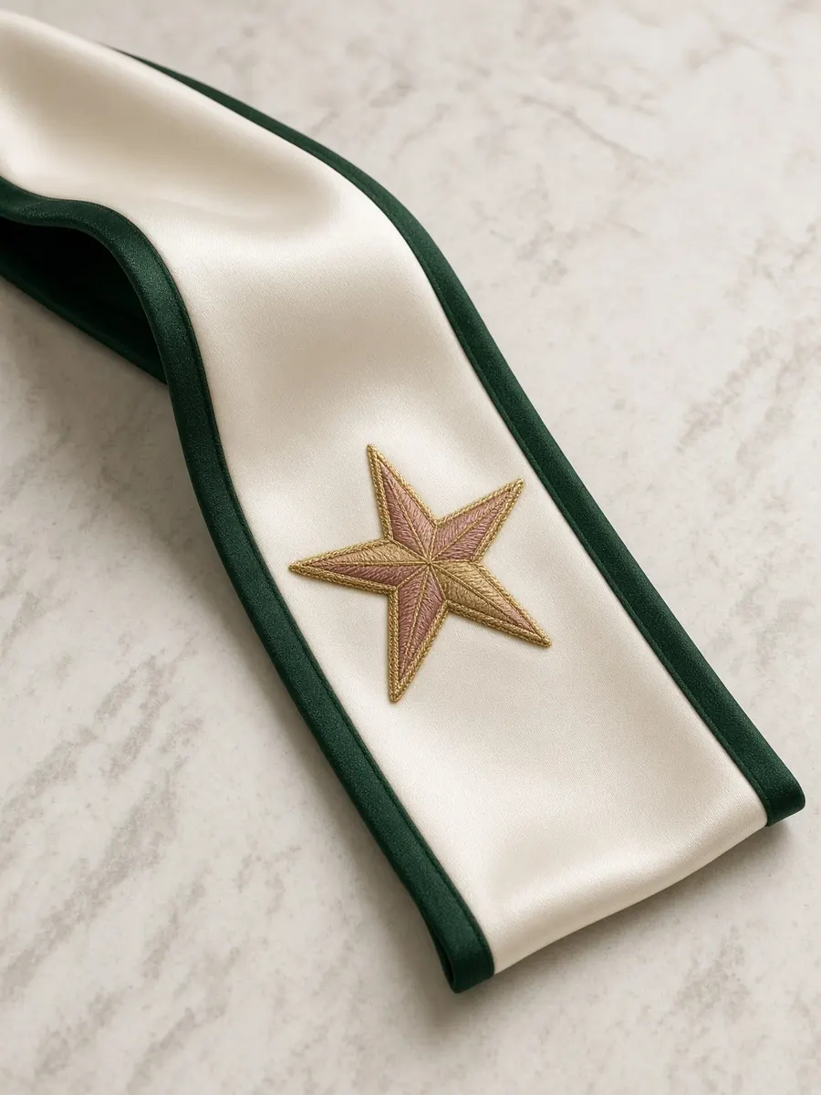 Ivory sash with rose-gold star