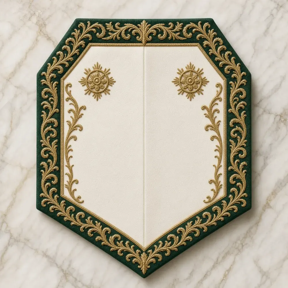 Octagon apron with gold border embroidery