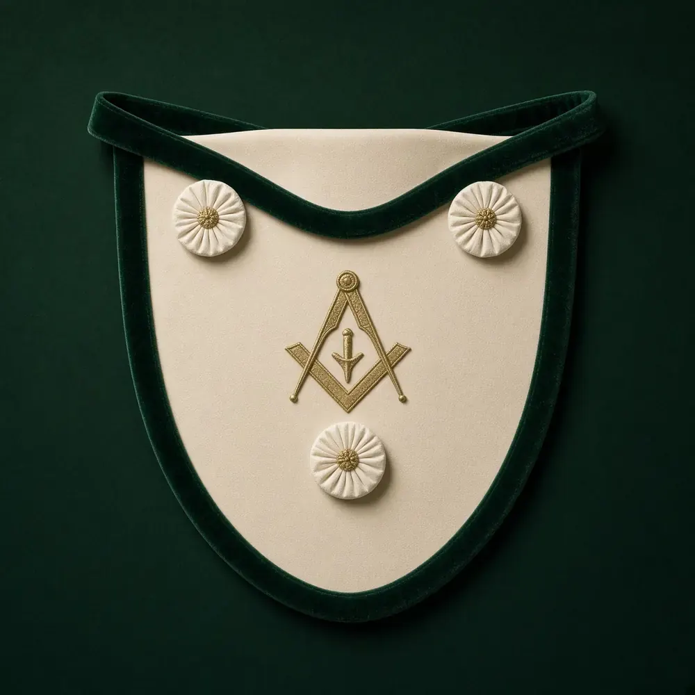Master Mason apron with green velvet border