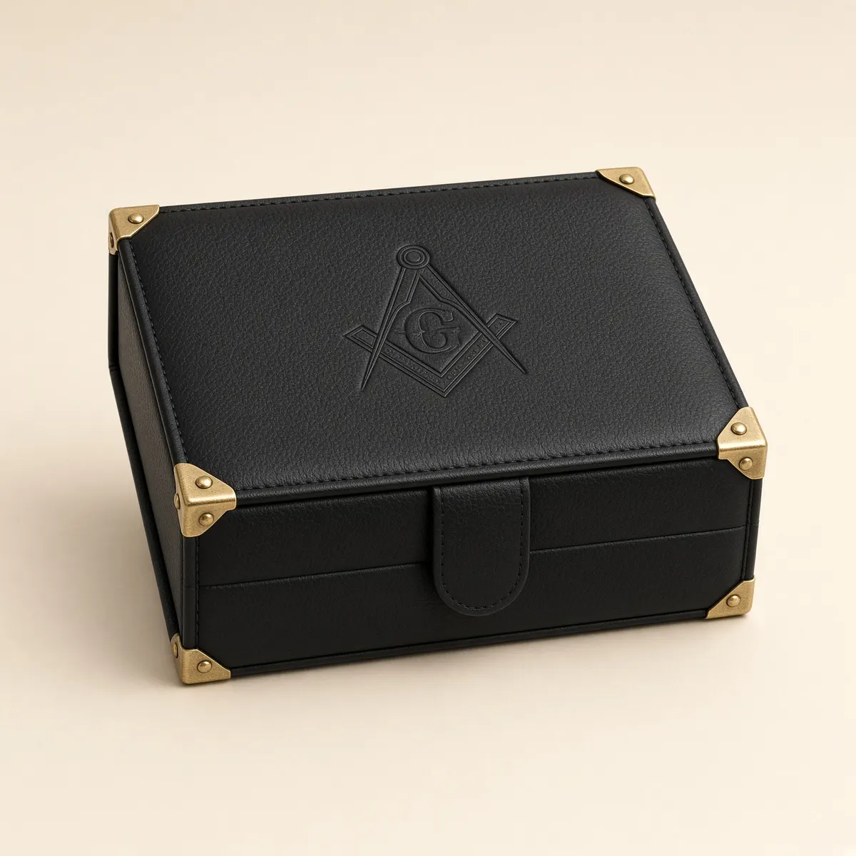 Black regalia case with gold corners