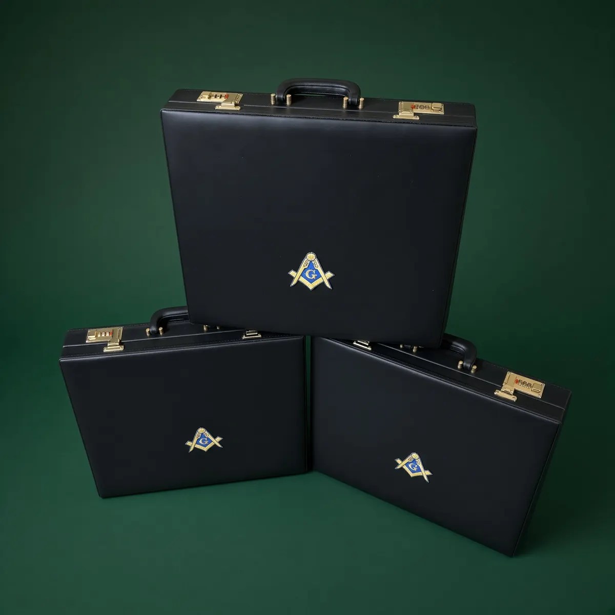Black regalia cases stacked