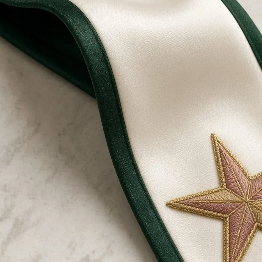 Ivory sash fold with star detail