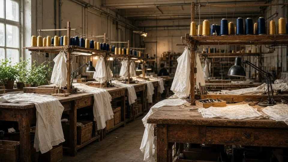 The embroidery factory workbenches
