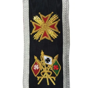 32nd Degree Scottish Rite Collar - Black Moire Silver Braid