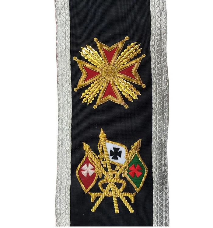 32nd Degree Scottish Rite Collar – Black Moire Silver Braid