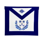 Treasurer Blue Lodge Officer Apron - Royal Blue Crossed Keys Wreath Embroidery