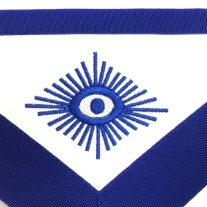 Treasurer Blue Lodge Officer Apron - Royal Blue Wreath Embroidery