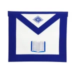 Chaplain Blue Lodge Officer Apron - Royal Blue Ribbon Holy Bible Machine Embroidery
