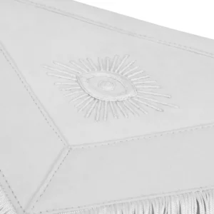 Senior Warden Blue Lodge Apron - Hand Embroidery with White Fringe & Side Tabs