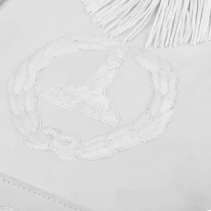 Senior Warden Blue Lodge Apron - Hand Embroidery with White Fringe & Side Tabs