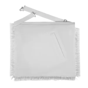 Senior Warden Blue Lodge Apron - Hand Embroidery with White Fringe & Side Tabs