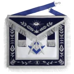 Junior Deacon Blue Lodge Officer Apron - Navy Velvet Silver Braid Rayon Fringe