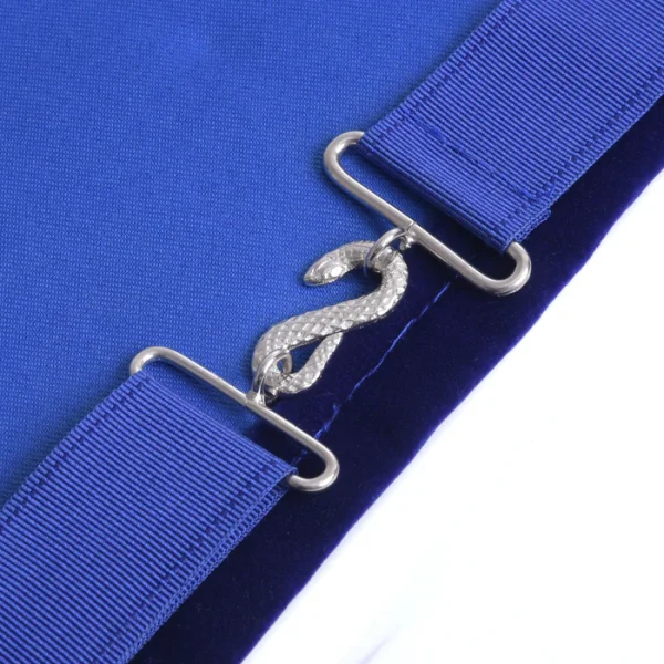 Junior Deacon Blue Lodge Apron - Navy Blue Velvet with Silver Side Tabs