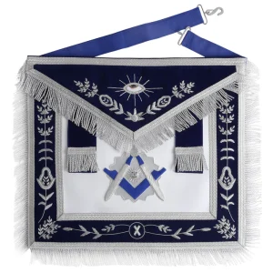 Senior Deacon Blue Lodge Apron - Navy Blue Velvet with Fringe & Side Tabs