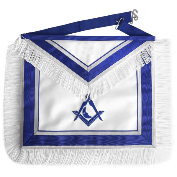 Junior Deacon Blue Lodge Officer Apron - Royal Blue With White Fringe