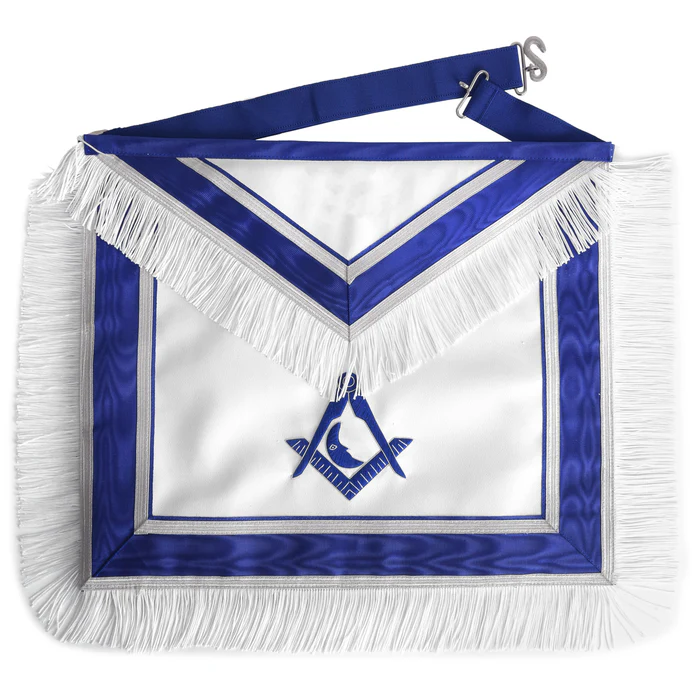 Junior Deacon Blue Lodge Officer Apron – Royal Blue With White Fringe