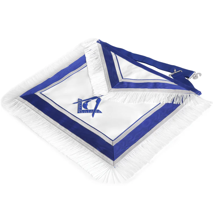 Junior Deacon Blue Lodge Officer Apron – Royal Blue With White Fringe