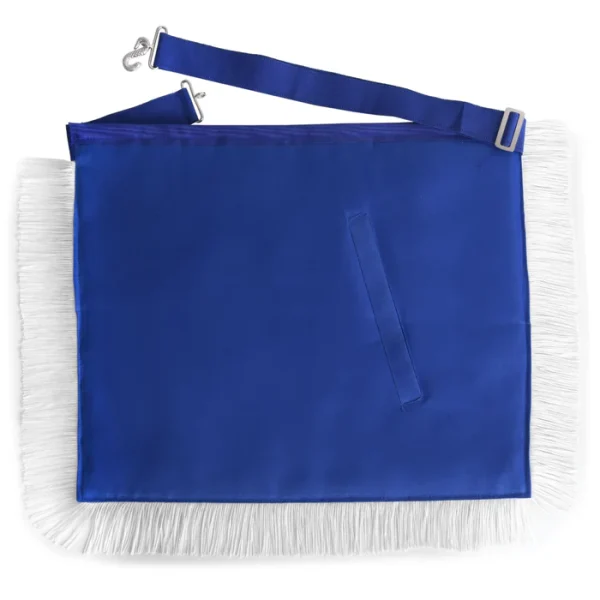 Junior Deacon Blue Lodge Officer Apron - Royal Blue With White Fringe