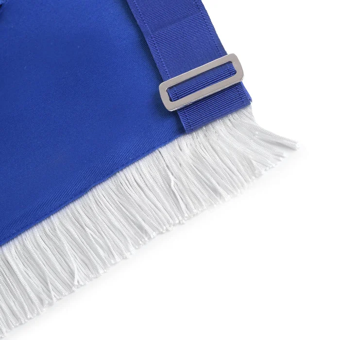 Junior Deacon Blue Lodge Officer Apron – Royal Blue With White Fringe