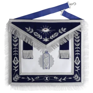 Junior Warden Blue Lodge Officer Apron - Navy Blue Velvet with Fringe