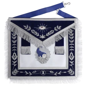 Junior Steward Blue Lodge Officer Apron - Navy Blue with Silver Side Tabs