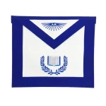 Chaplain Blue Lodge Officer Apron - Royal Blue With Wreath Machine Embroidery