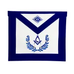 Junior Deacon Blue Lodge Officer Apron - Royal Blue Wreath Machine Embroidery