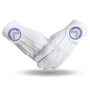 Worshipful Master Blue Lodge Gloves - Pure Cotton with Blue & White Patch