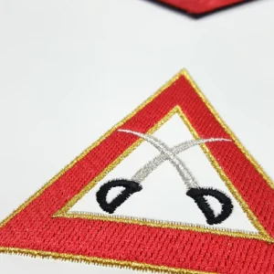 Captain Royal Arch Chapter Officer Apron - Red Machine Embroidery