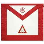 Treasurer Royal Arch Chapter Officer Apron - Red Ribbon Machine Embroidery