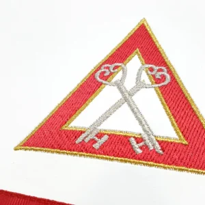 Treasurer Royal Arch Chapter Officer Apron - Red Machine Embroidery