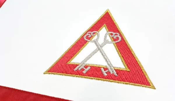 Treasurer Royal Arch Chapter Officer Apron - Red Machine Embroidery