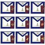 Scottish Rite 14th Degree Officers Apron Set - Leather Machine Embroidery