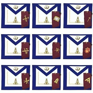 Officers Scottish Rite Officer Apron Set - Leather Made Embroidery