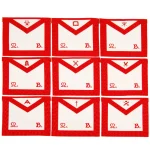 Scottish Rite Officer Apron Set - Royal Red Moire Gold Machine Embroidered