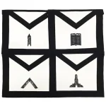 Officers Blue Lodge Funeral Apron Set - Black Moire Ribbon Machine Embroidery