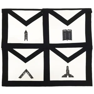 Officers Blue Lodge Funeral Apron Set - Moire Ribbon Machine Embroidery