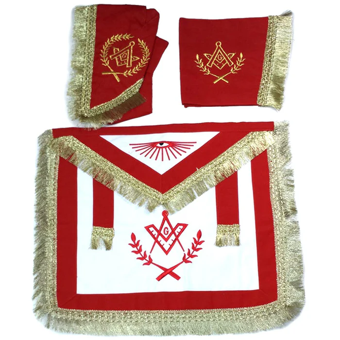 Master Mason Blue Lodge Regalia Set – Red & White with Fringe