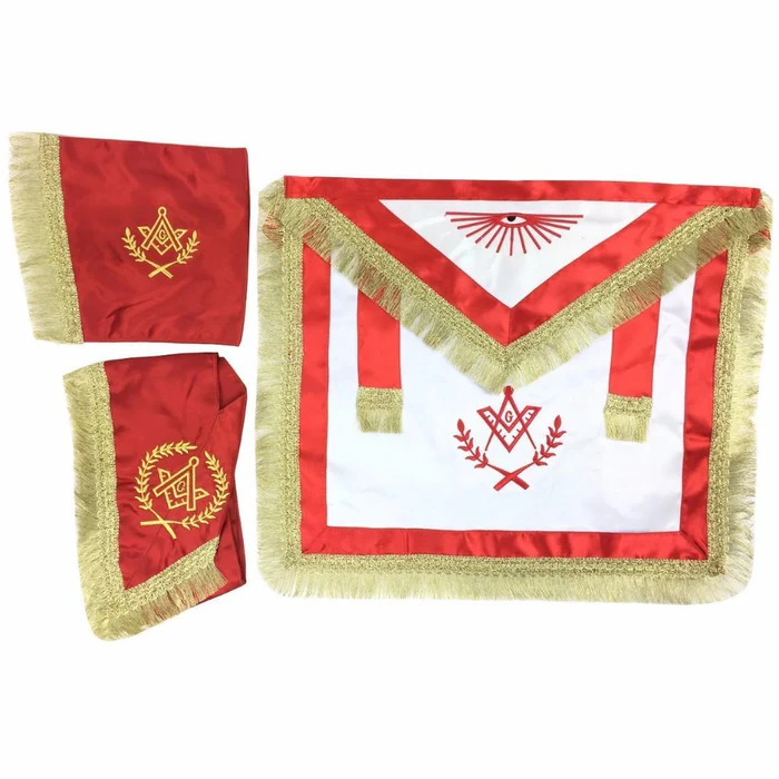 Master Mason Blue Lodge Regalia Set – Red & White Satin