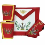 18th Degree Scottish Rite Regalia Set - Apron Collar Gauntlets Machine Embroidery