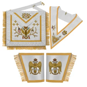 33rd Degree Scottish Rite Regalia Set - Hand Embroidery Wings Up All Countries Flags