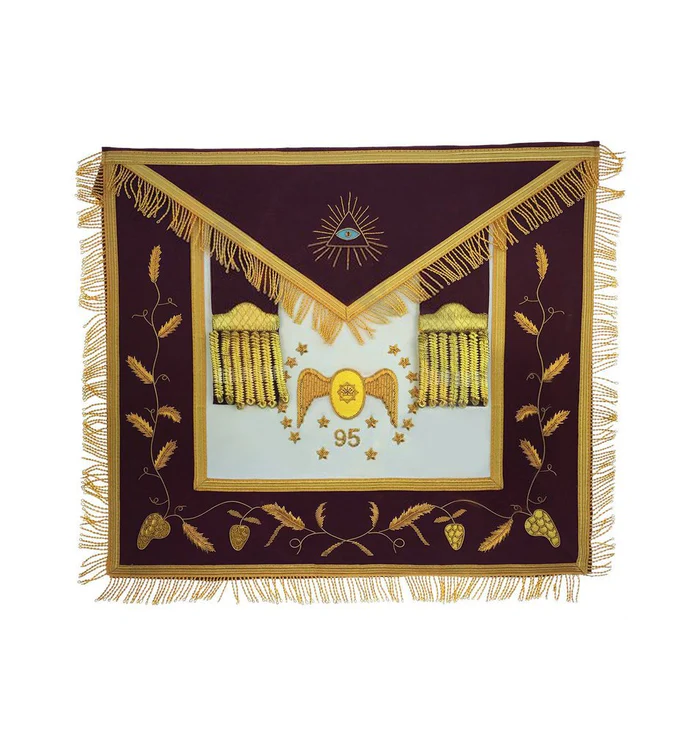 95th Degree Memphis Misraim French Regulation Regalia Set – Maroon Hand Embroidery