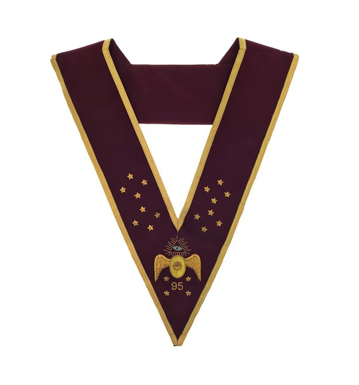 95th Degree Memphis Misraim French Regulation Regalia Set – Maroon Hand Embroidery