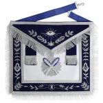 Secretary Blue Lodge Apron - Navy Velvet Silver Embroidered Fringe