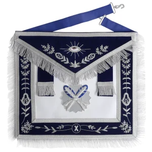 Secretary Apron - Navy Blue with Fringe & Side Tabs