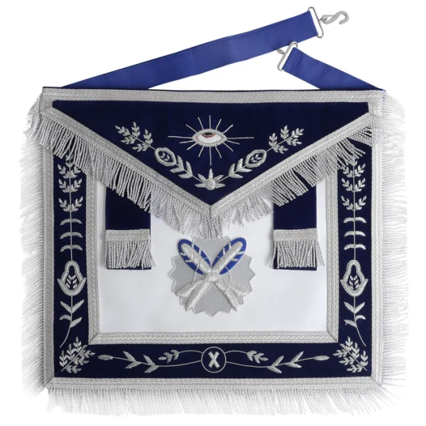 Secretary Apron - Navy Blue with Fringe & Side Tabs