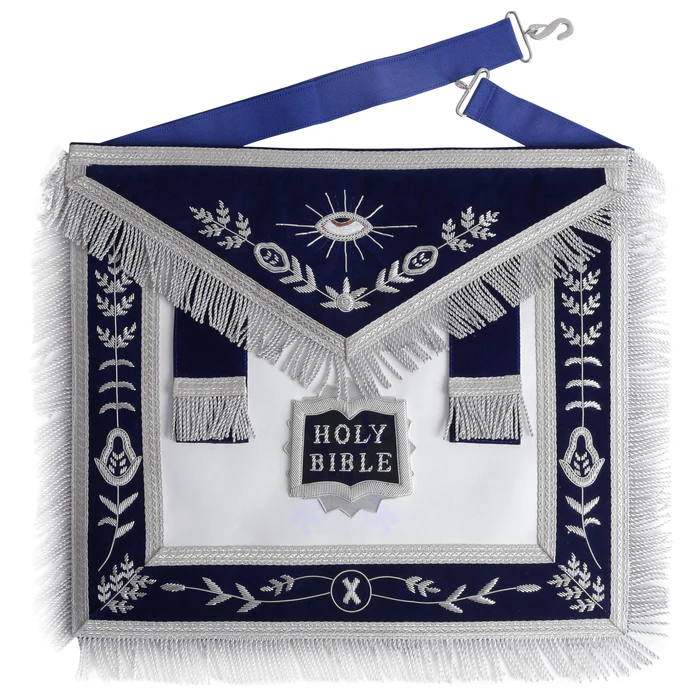 Chaplain Blue Lodge Officer Apron – Navy Blue with Silver Fringe