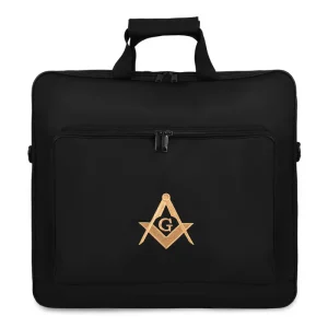 Master Mason Blue Lodge Apron Case - Black Cordura Fabric with Gold Emblem