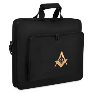 Master Mason Blue Lodge Apron Case - Black Cordura Fabric with Gold Emblem