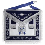 Treasurer Apron - Navy Blue Velvet with Silver Fringe - Satin